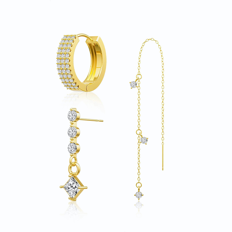 Elegant Zircon Women Earring Trio Set