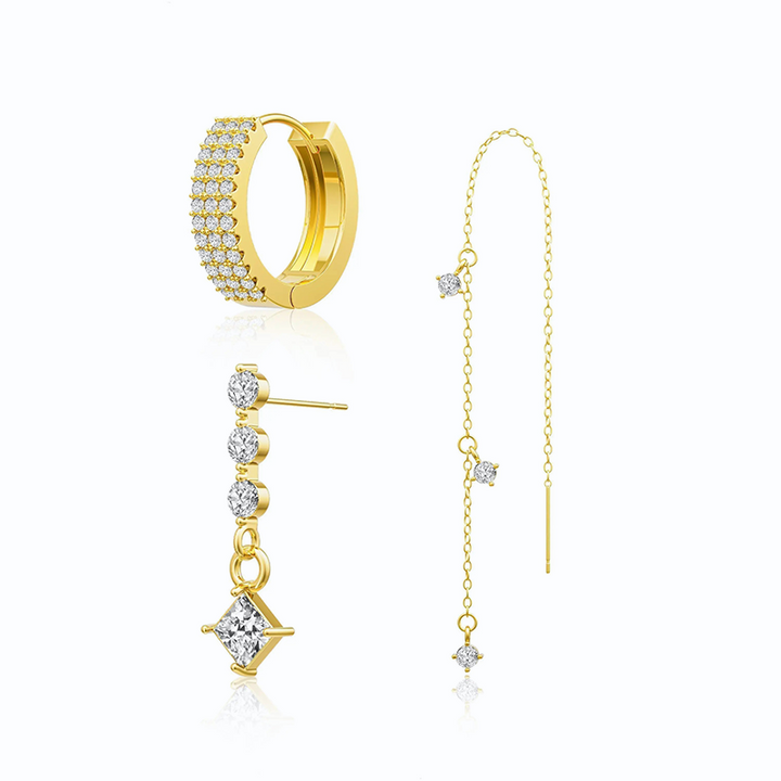 Elegant Zircon Women Earring Trio Set