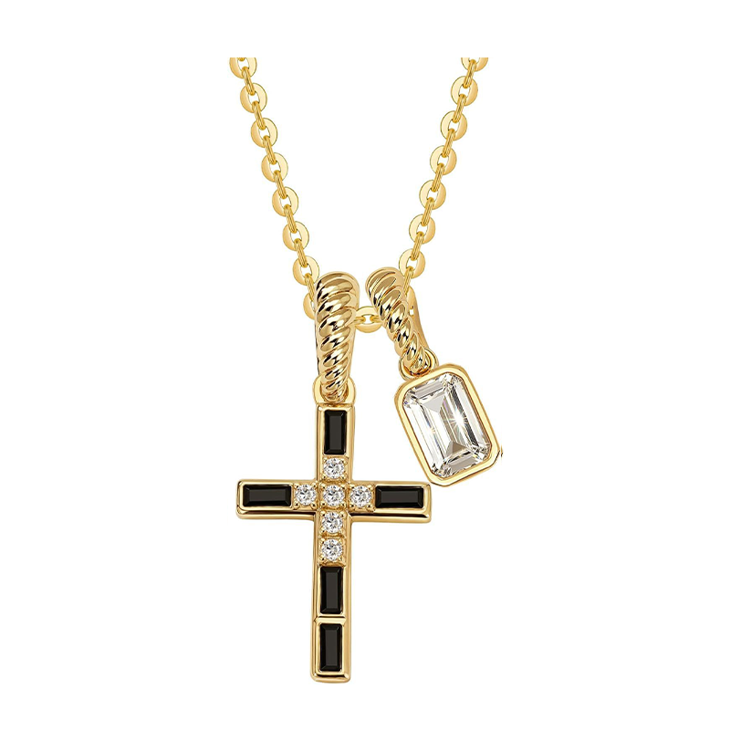 Cross Dual Pendant Layering Necklace Daily Wear