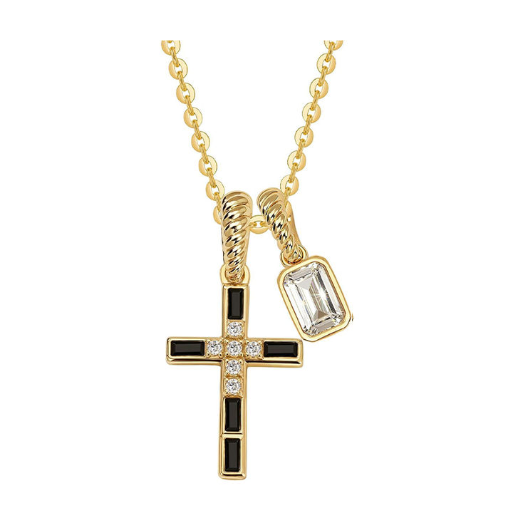 Cross Dual Pendant Layering Necklace Daily Wear