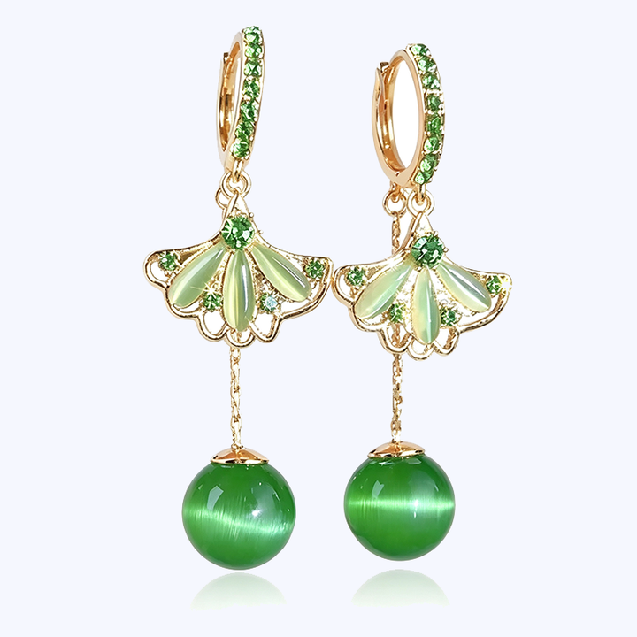 Cat Eye Drop Earrings Garden Style