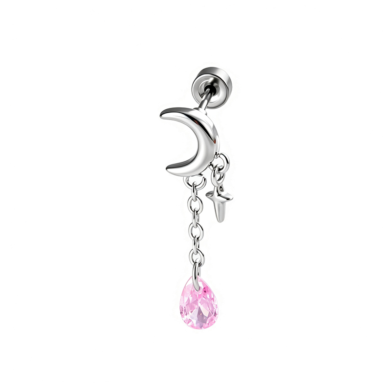 Moon Star Dangle Teardrop Gem Helix Cartilage Piercing Stud