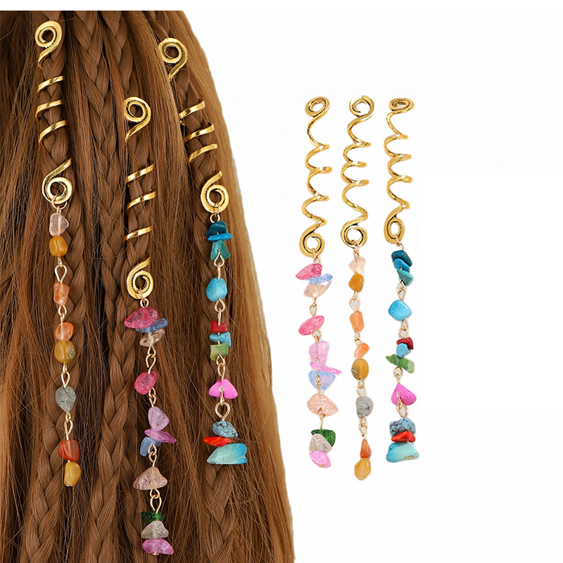 Natural Stone Hair Cuff for Festival Braids