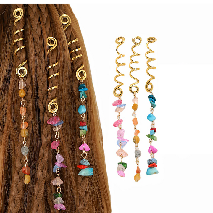 Natural Stone Hair Cuff for Festival Braids