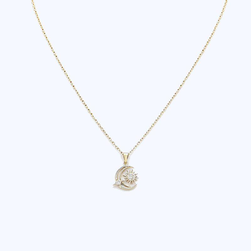 Sun Moon Star Zircon Pendant Necklace