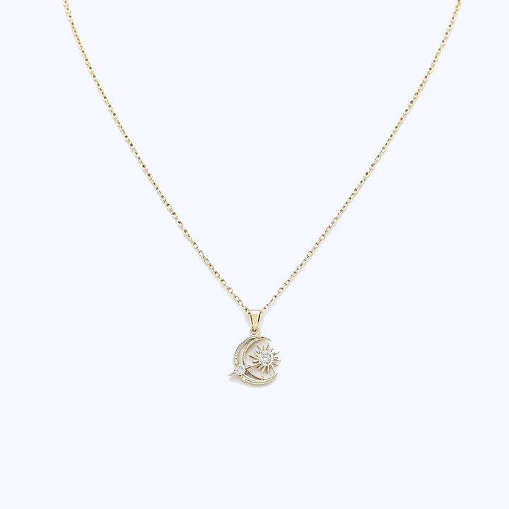Sun Moon Star Zircon Pendant Necklace