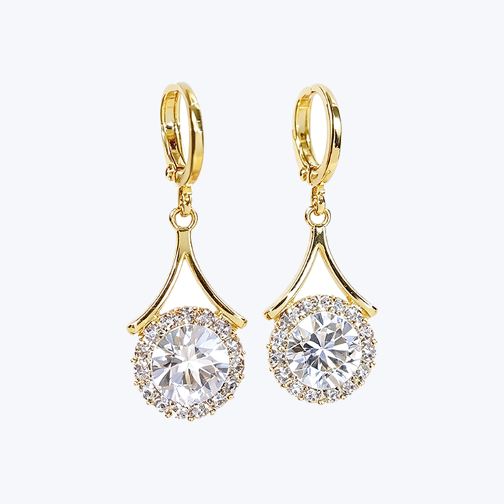 Round Halo Drop Earrings Everyday Glow