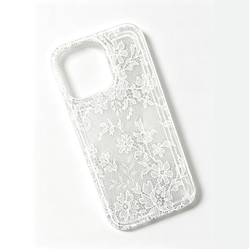 Floral lace print transparent iPhone case