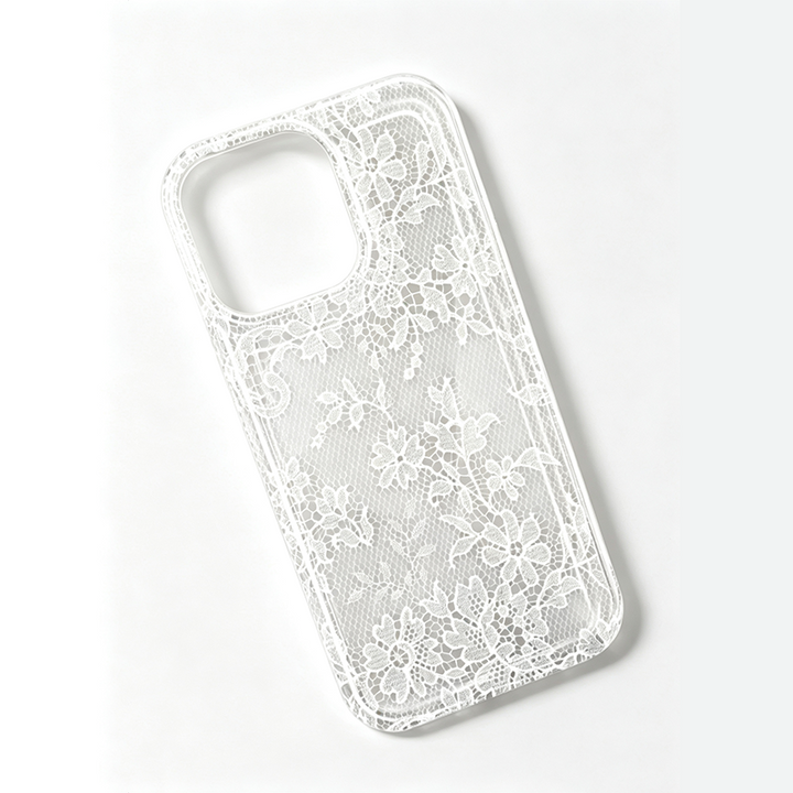 Floral lace print transparent iPhone case