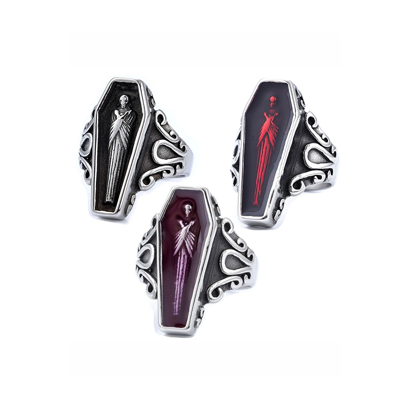 Gothic Vampire Coffin Open Ring