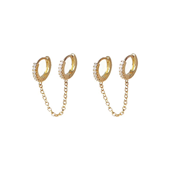 Double ear piercing chain earrings