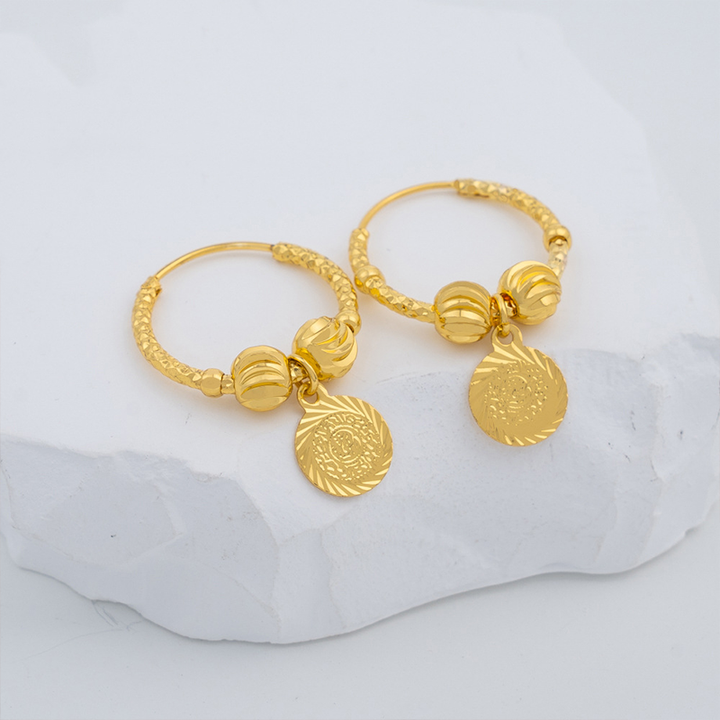Coin Charm Hoop Earrings for Everyday