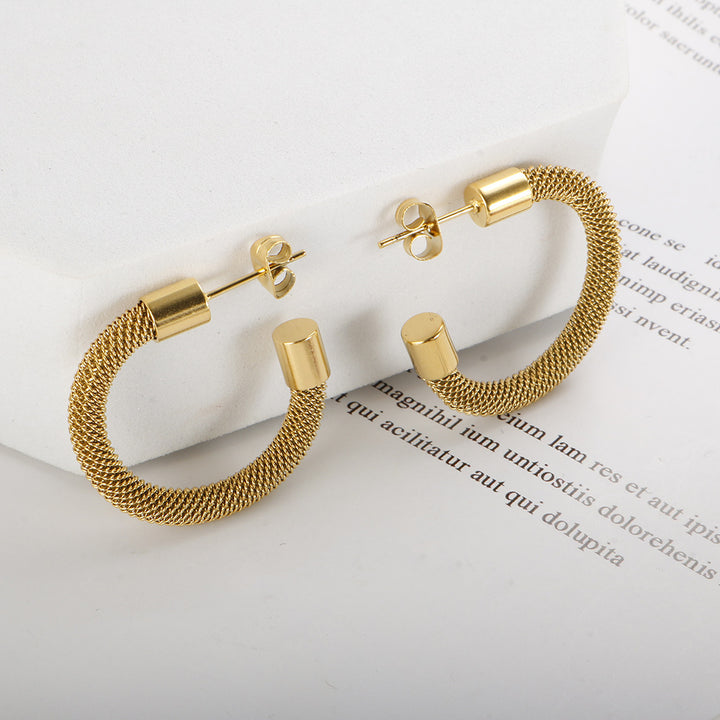 Woven Mesh Open Hoop Earrings