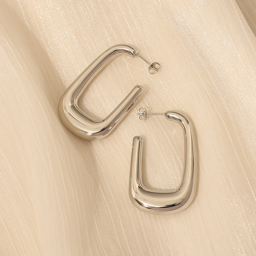 Sculpted U Shape Statement Hoop Earrings
