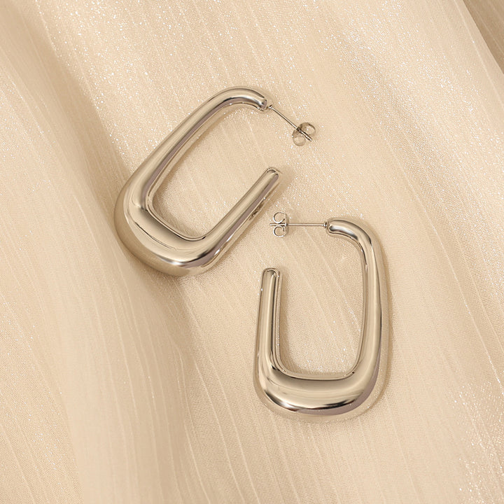 Sculpted U Shape Statement Hoop Earrings