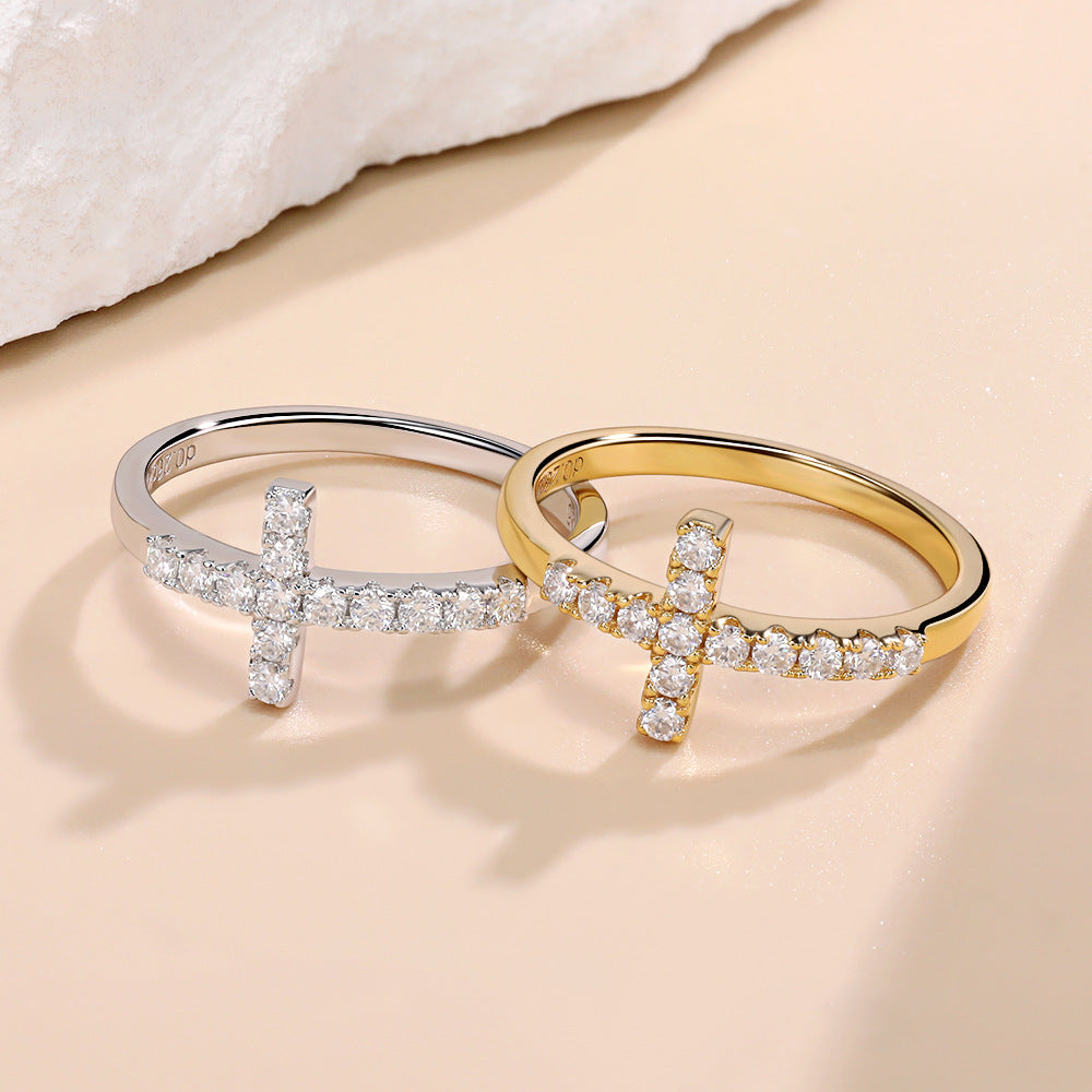 Side Cross Faith Statement Ring