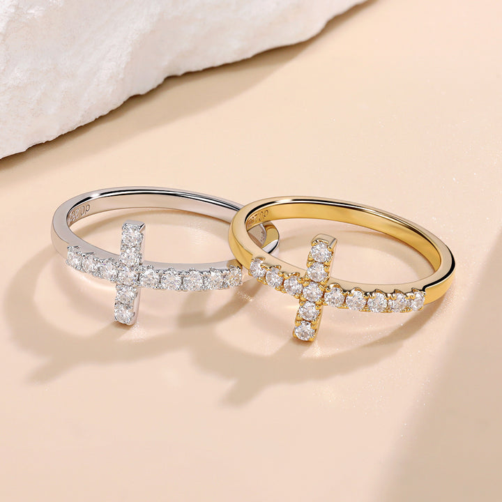 Side Cross Faith Statement Ring