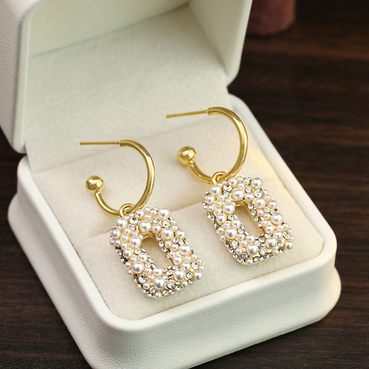 Pearl Square Drop Earrings