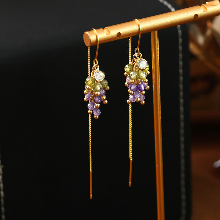 Colorful Grape Threader Earrings