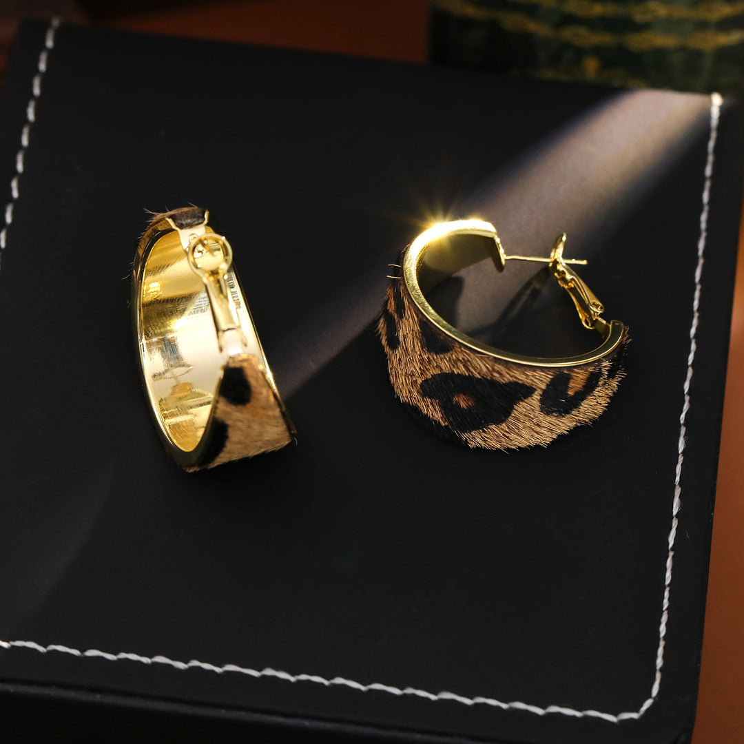 Leopard Print Wide Hoop Earrings