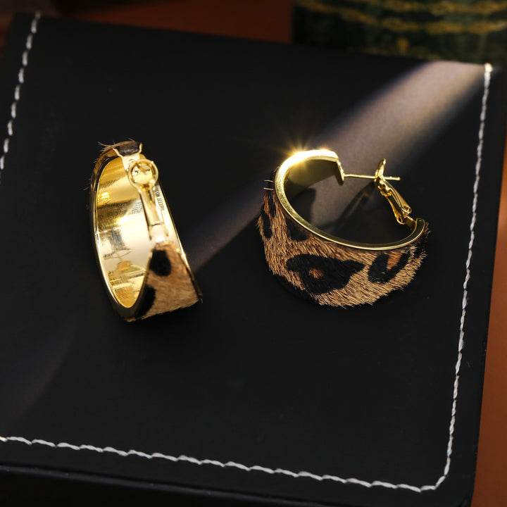 Leopard Print Wide Hoop Earrings