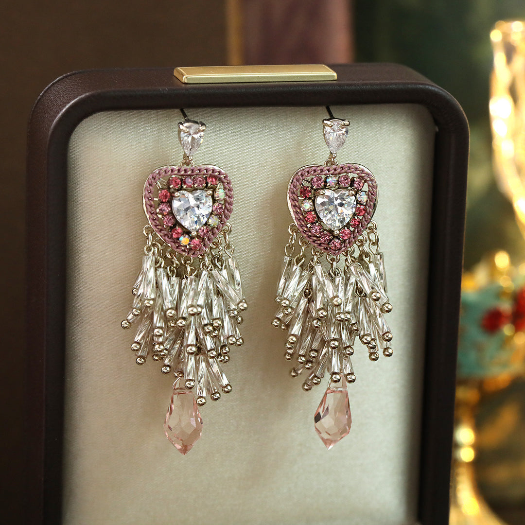 Romantic Heart Tassel Earrings