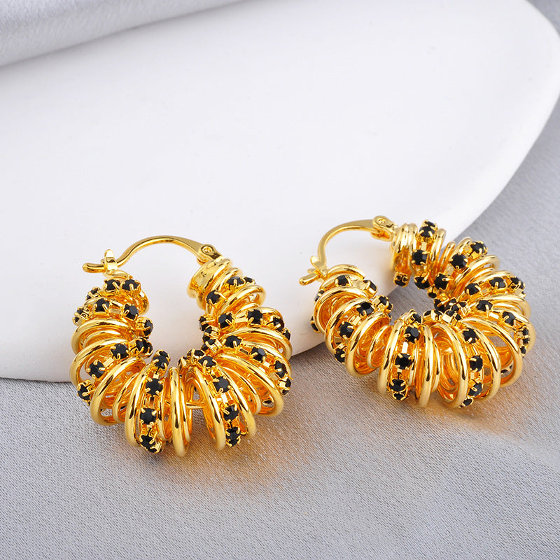 Twisted Spiral CZ Hoop Earrings