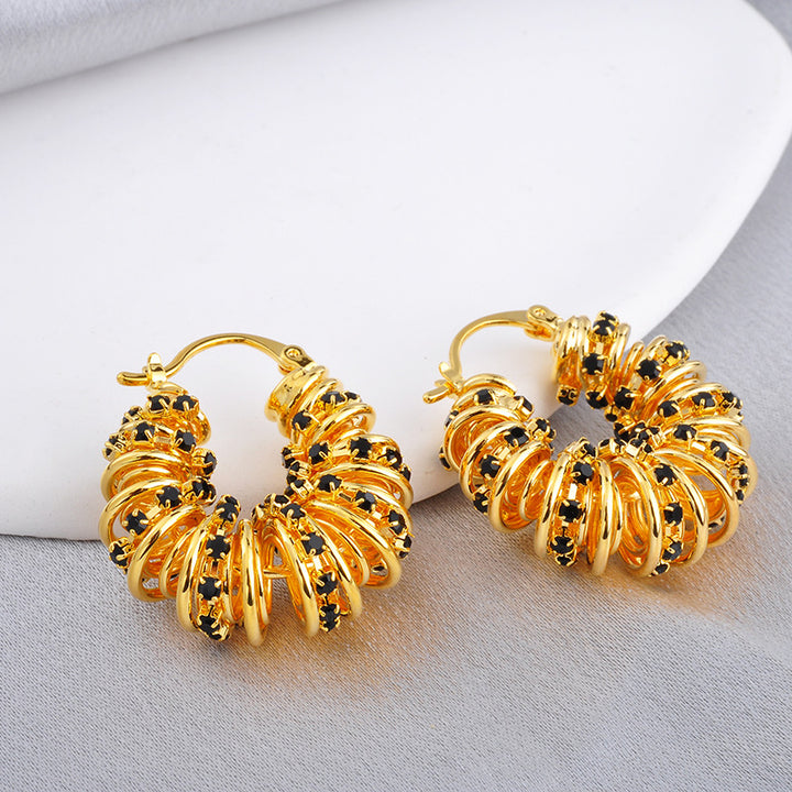 Twisted Spiral CZ Hoop Earrings