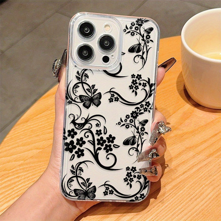 Black Floral Butterfly Phone Case Daily Carry Accessory