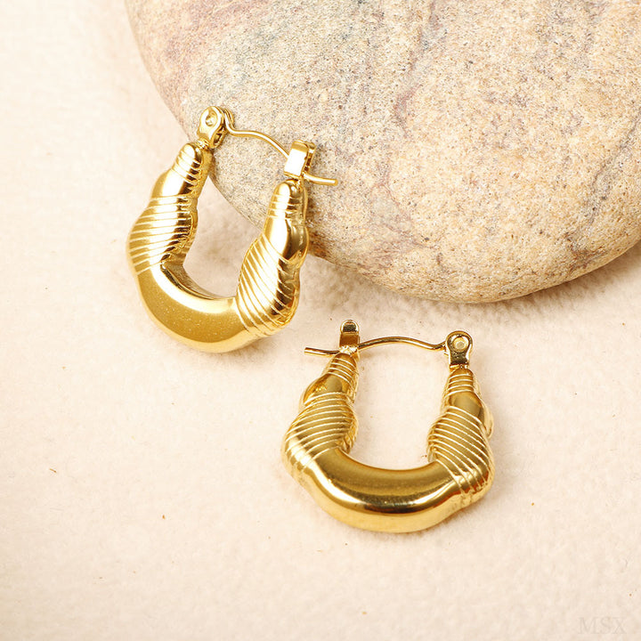 Gold Textured Sculpted Hoop Earrings
