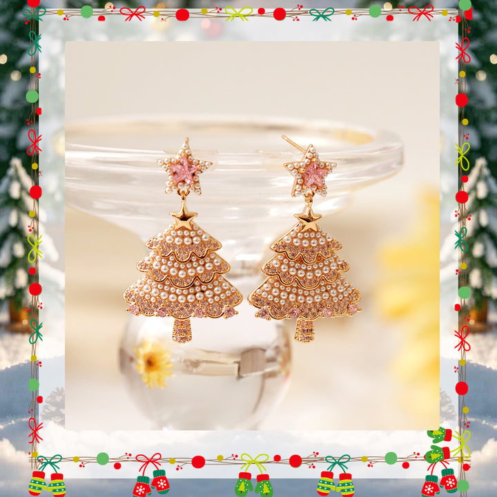 Pearl Christmas Tree Drop Earrings