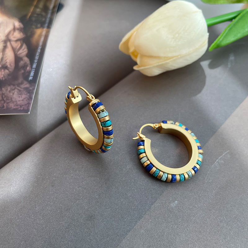 Turquoise Beaded Everyday Hoop Earrings