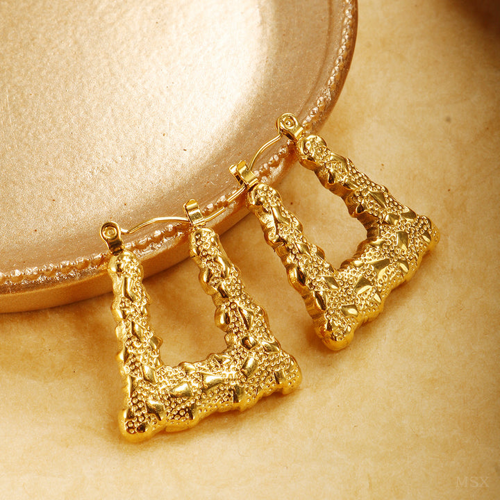 Embossed Texture Geometric Dangle Earrings
