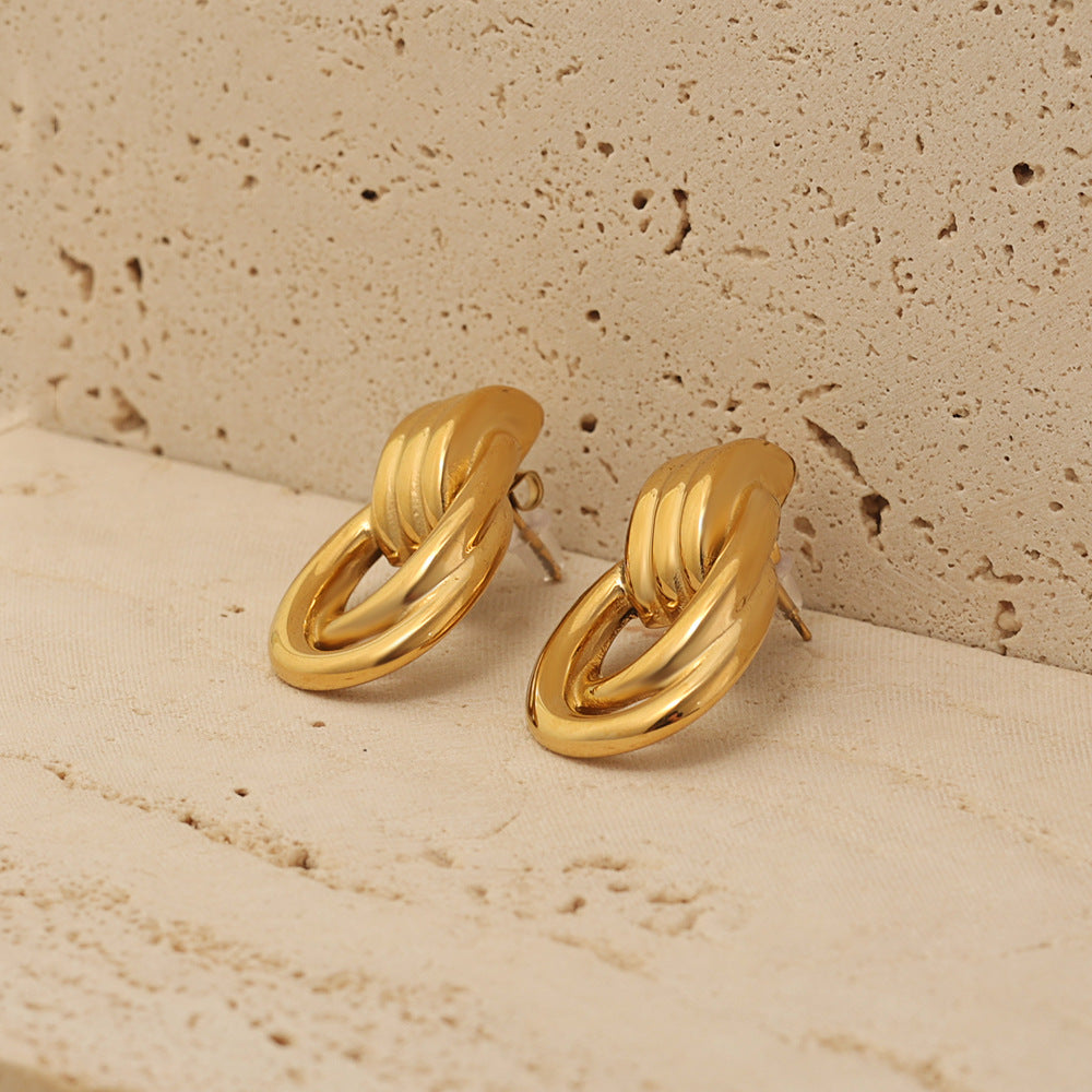 Sculpted Interlocking Double Hoop Earrings