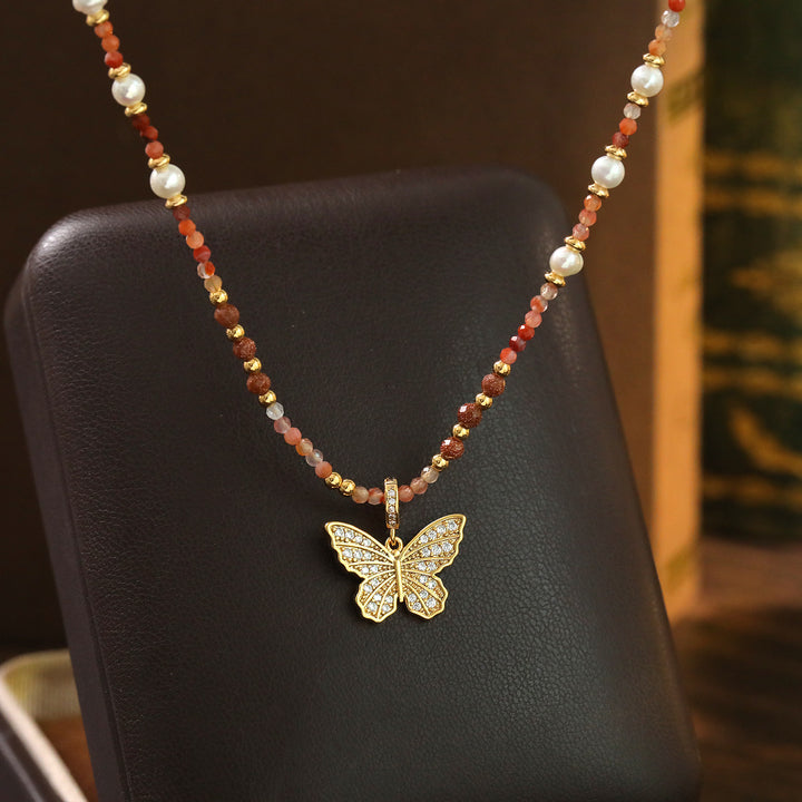Romantic Butterfly Beaded Necklace