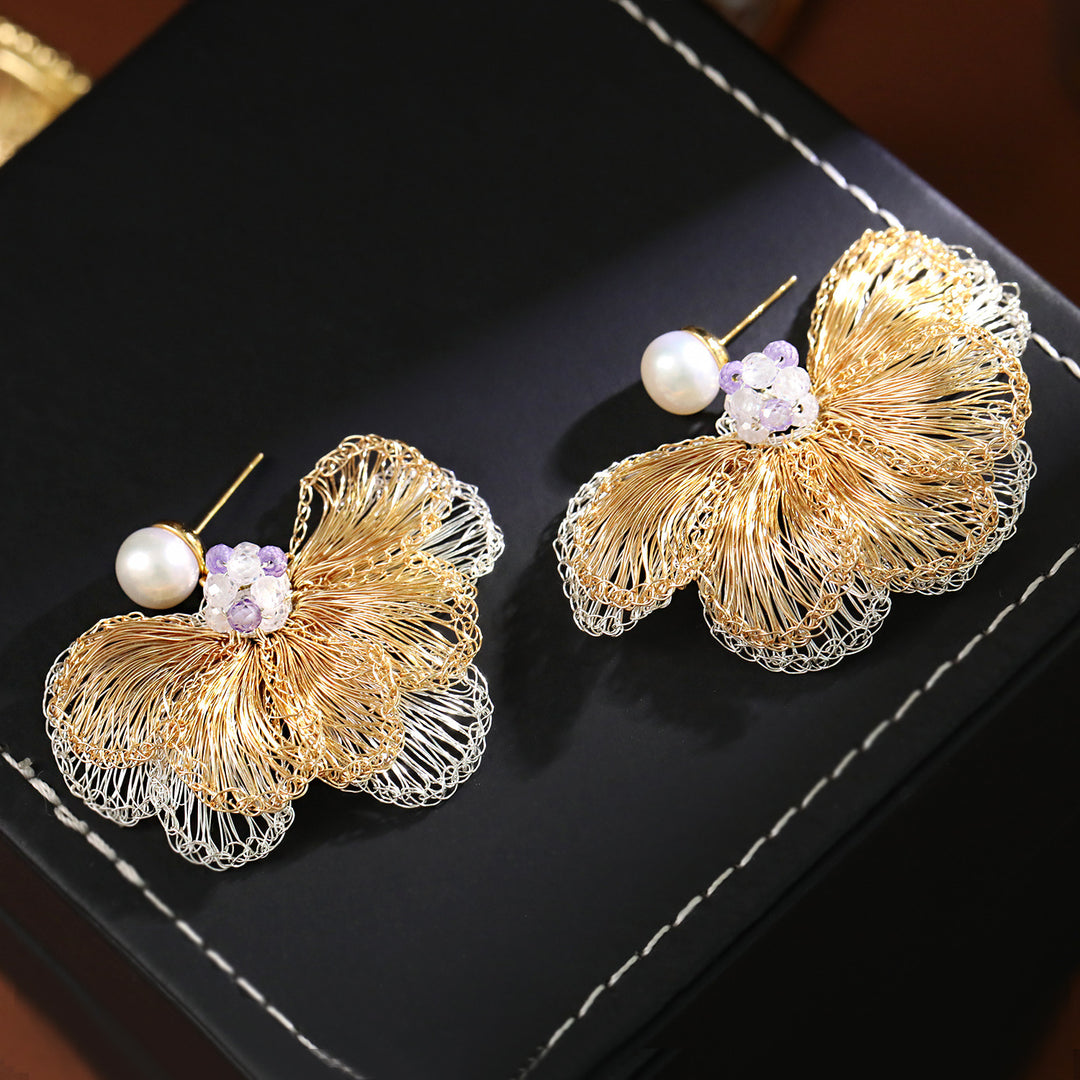 Handwoven Butterfly Statement Earrings