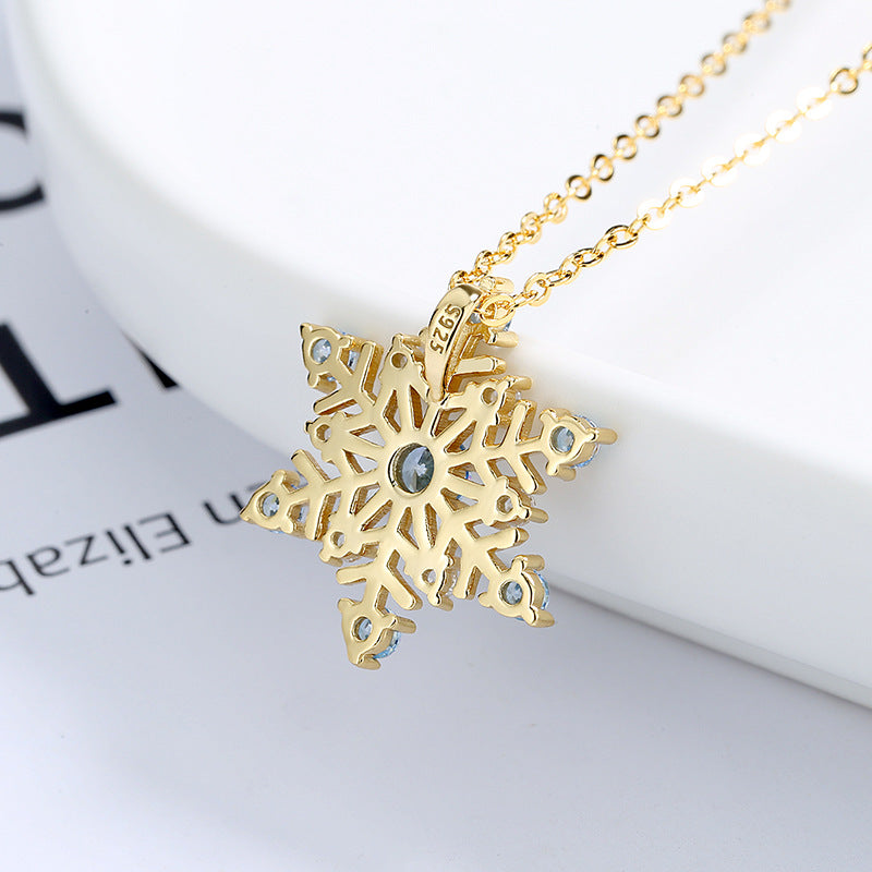 Blue Snowflake Winter Necklace