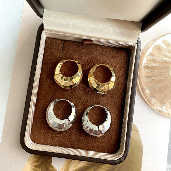 Faceted Geometric Huggie Hoop Earrings