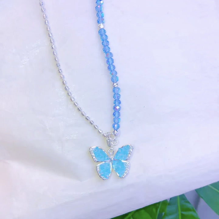 Blue Zircon Butterfly Necklace