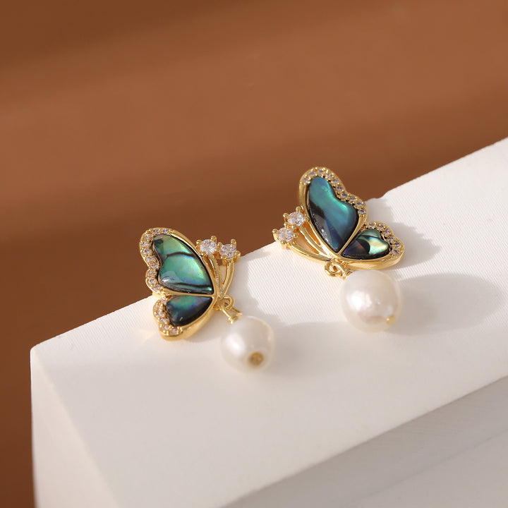 Iridescent Butterfly Pearl Earrings