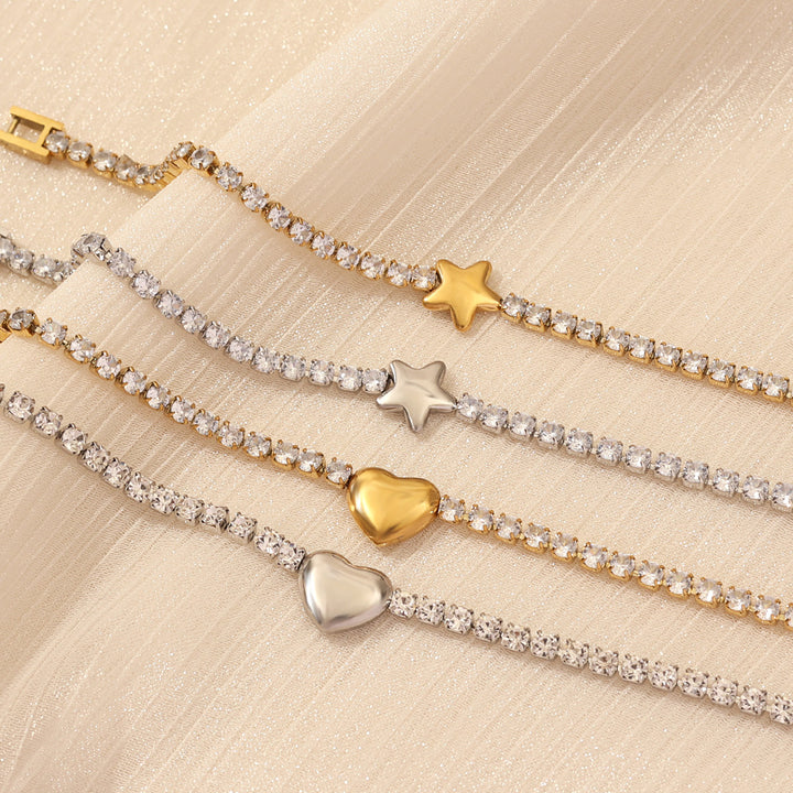 Sparkling Heart and Star Tennis Bracelet