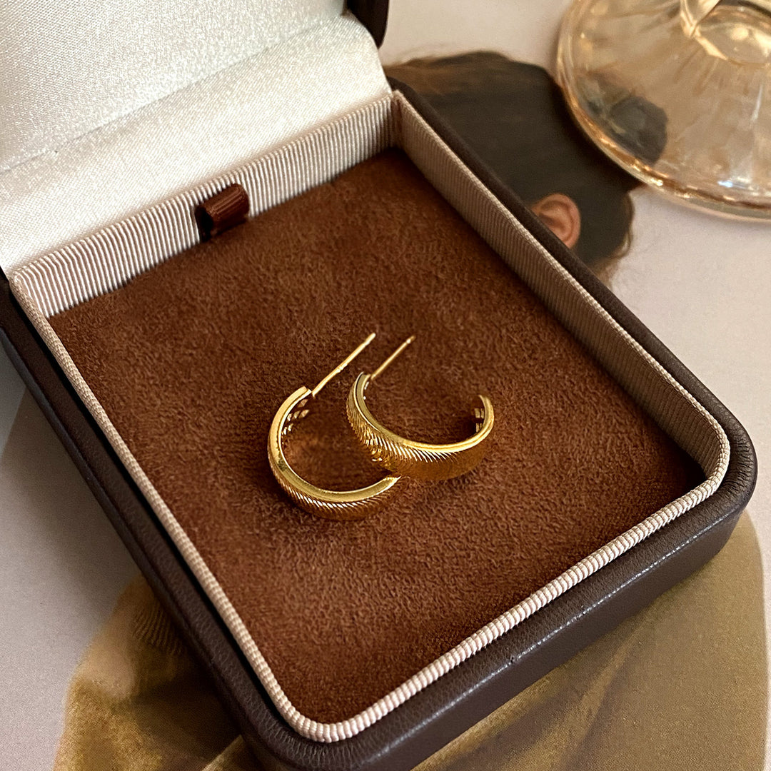 Textured Gold Everyday Hoop Earrings