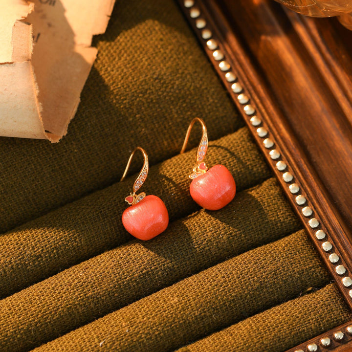 Sweet Apple Charm Necklace and Earrings