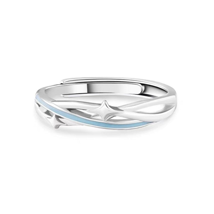 Sparkling Four-Leaf Clover Couple Rings
