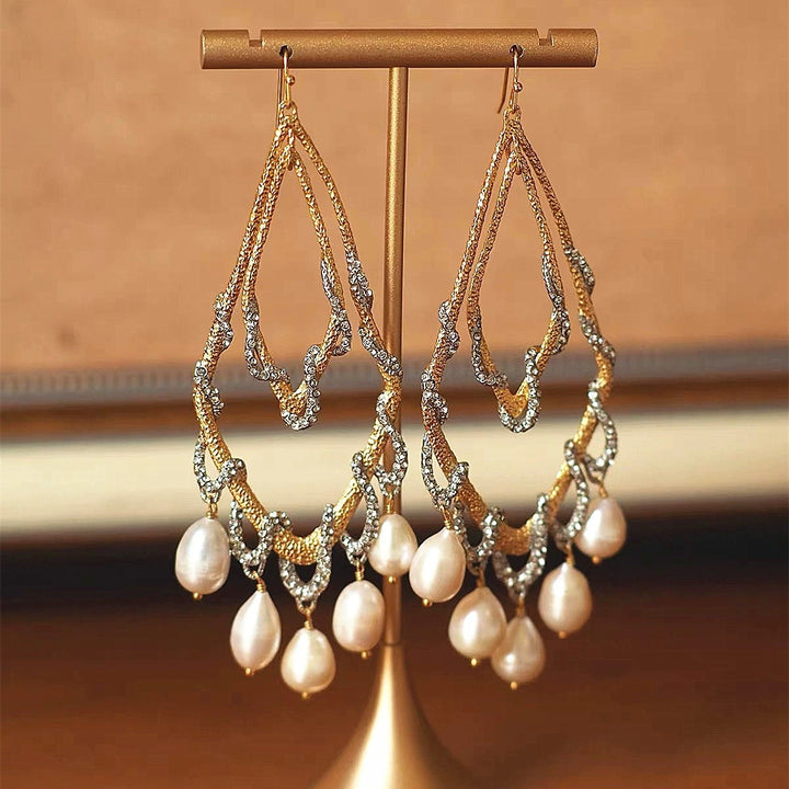 Serpent Wrap Woven Pearl Dangle Earrings