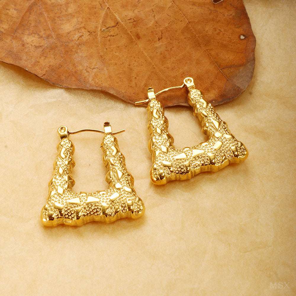 Embossed Texture Geometric Dangle Earrings