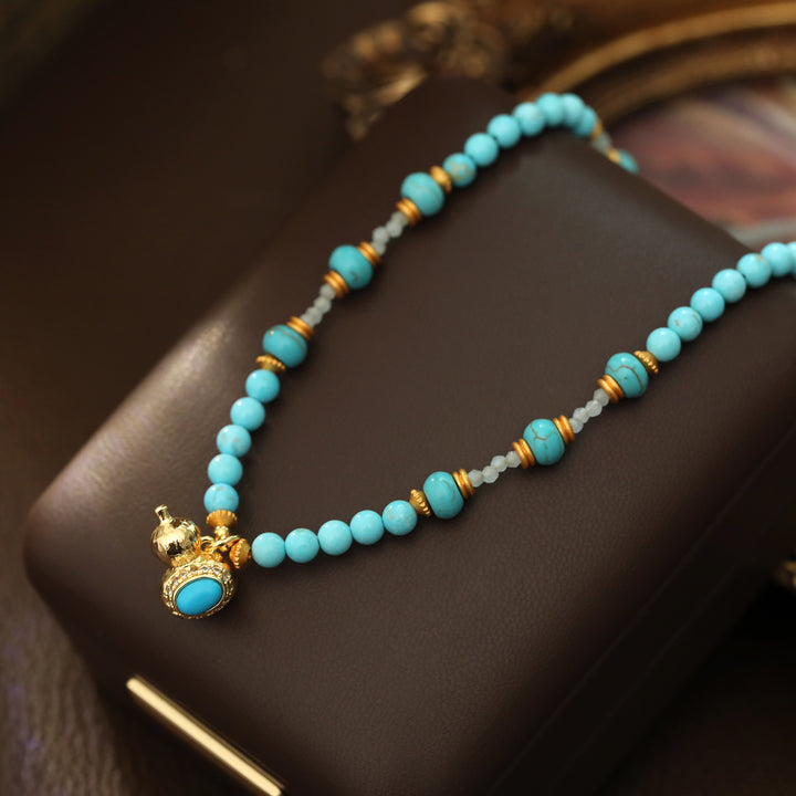 Turquoise Gourd Beaded Necklace
