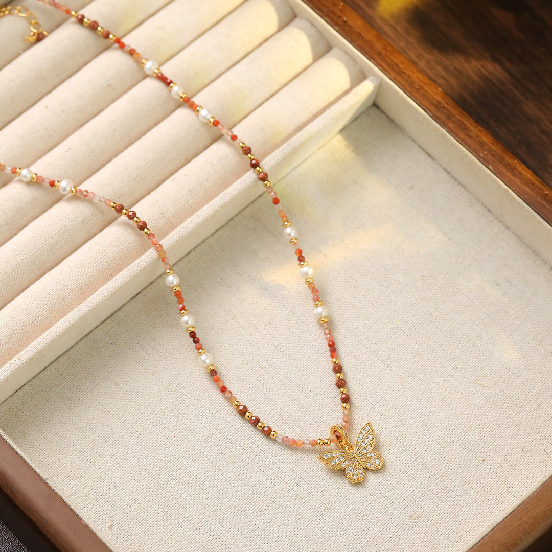 Romantic Butterfly Beaded Necklace