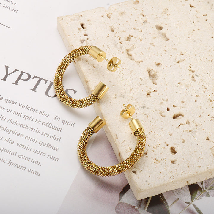 Woven Mesh Open Hoop Earrings