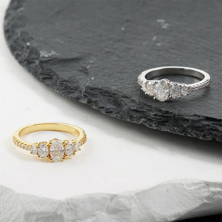 Oval 5 Stone Cubic Zirconia Ring